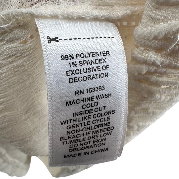 Rio & Rian V-Neck Textured Boho Minimalist WMNS 3X Plus White Loose Fit Shirt - Picture 6 of 8